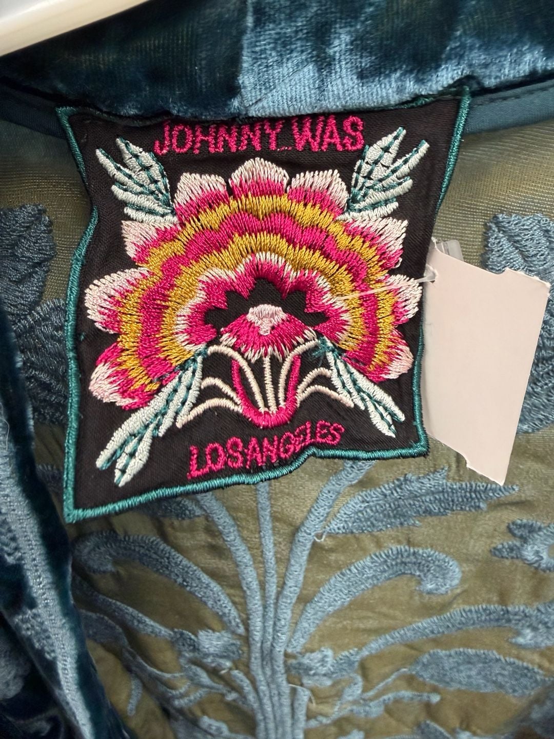 Johnny Was Velvet Embroidered Kimono Jacket Teal 2