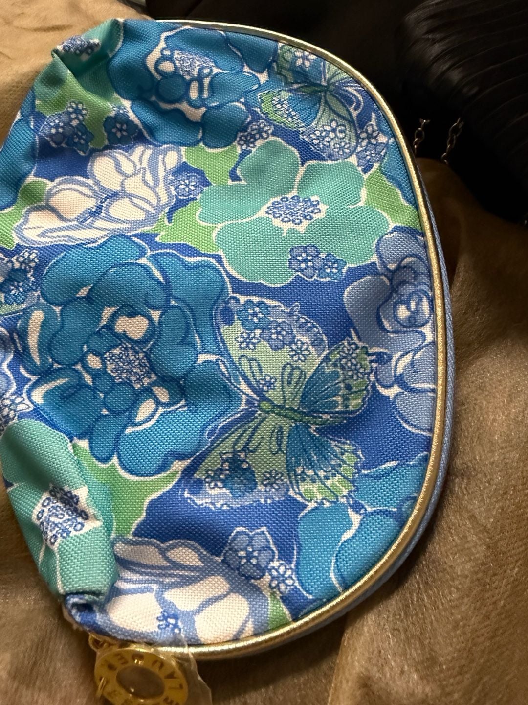 Lilly Pulitzer For Estee Lauder Cosmetic Pouch Blue Floral 3