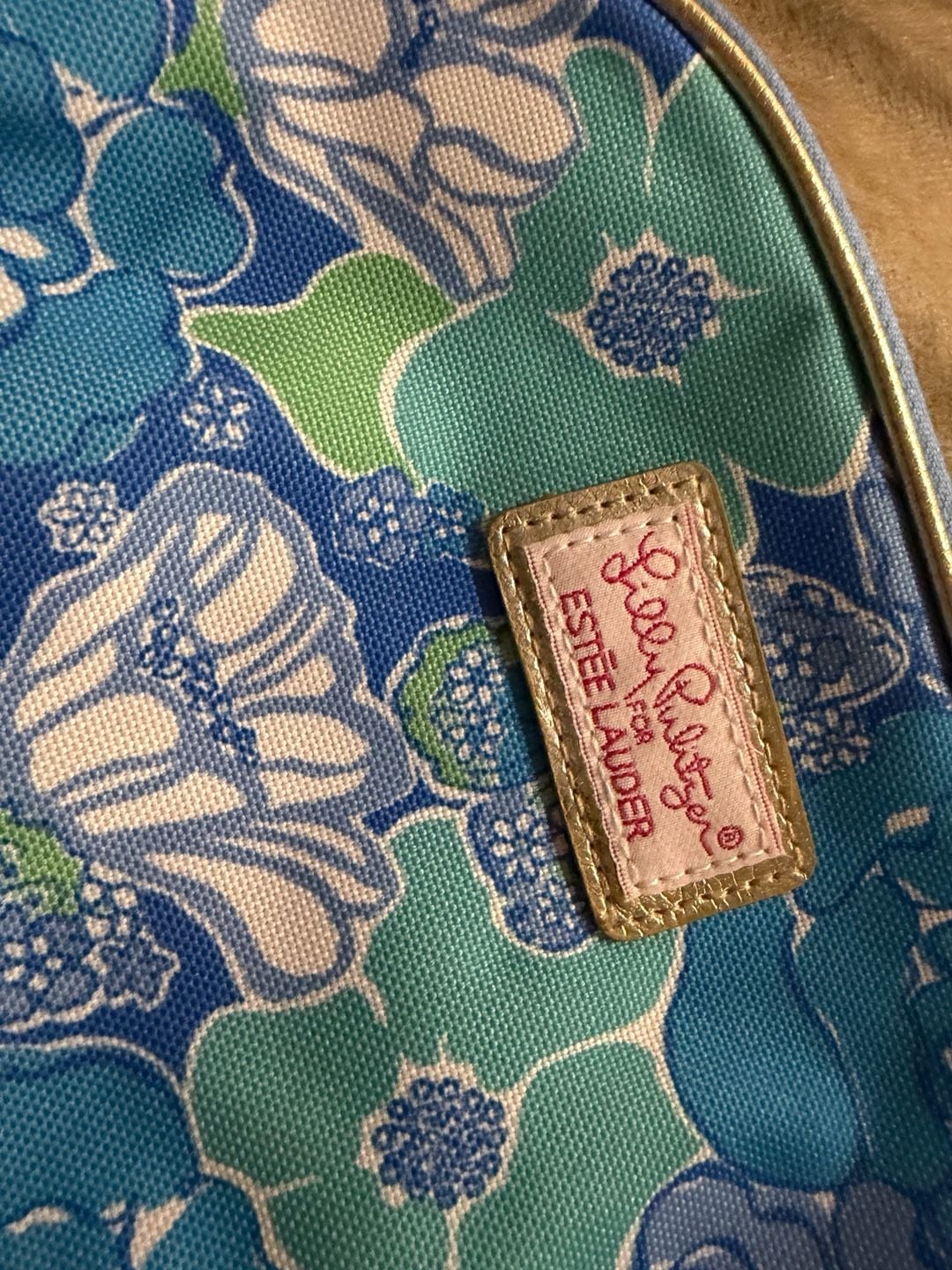Lilly Pulitzer For Estee Lauder Cosmetic Pouch Blue Floral 5