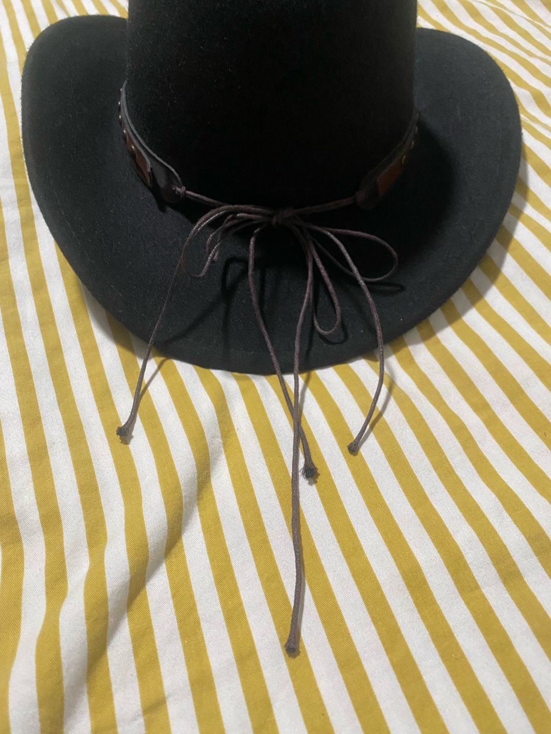 Black Western Fedora Cowboy Hat with Turquoise Concho Band 5
