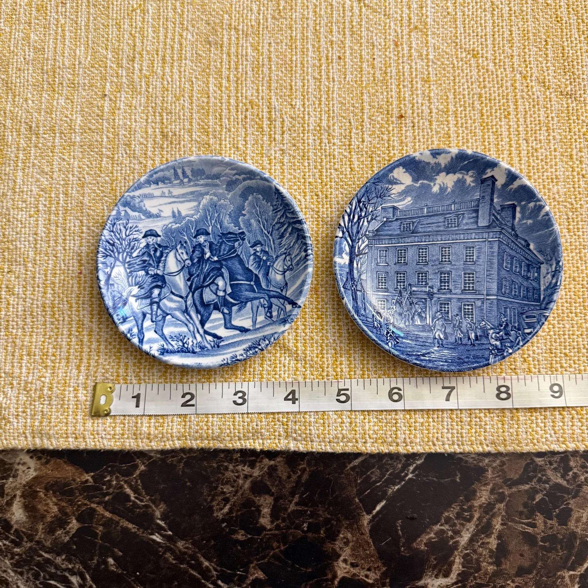 Liberty Blue Historic Colonial Scenes Butter Pat Dishes Set of 2 2