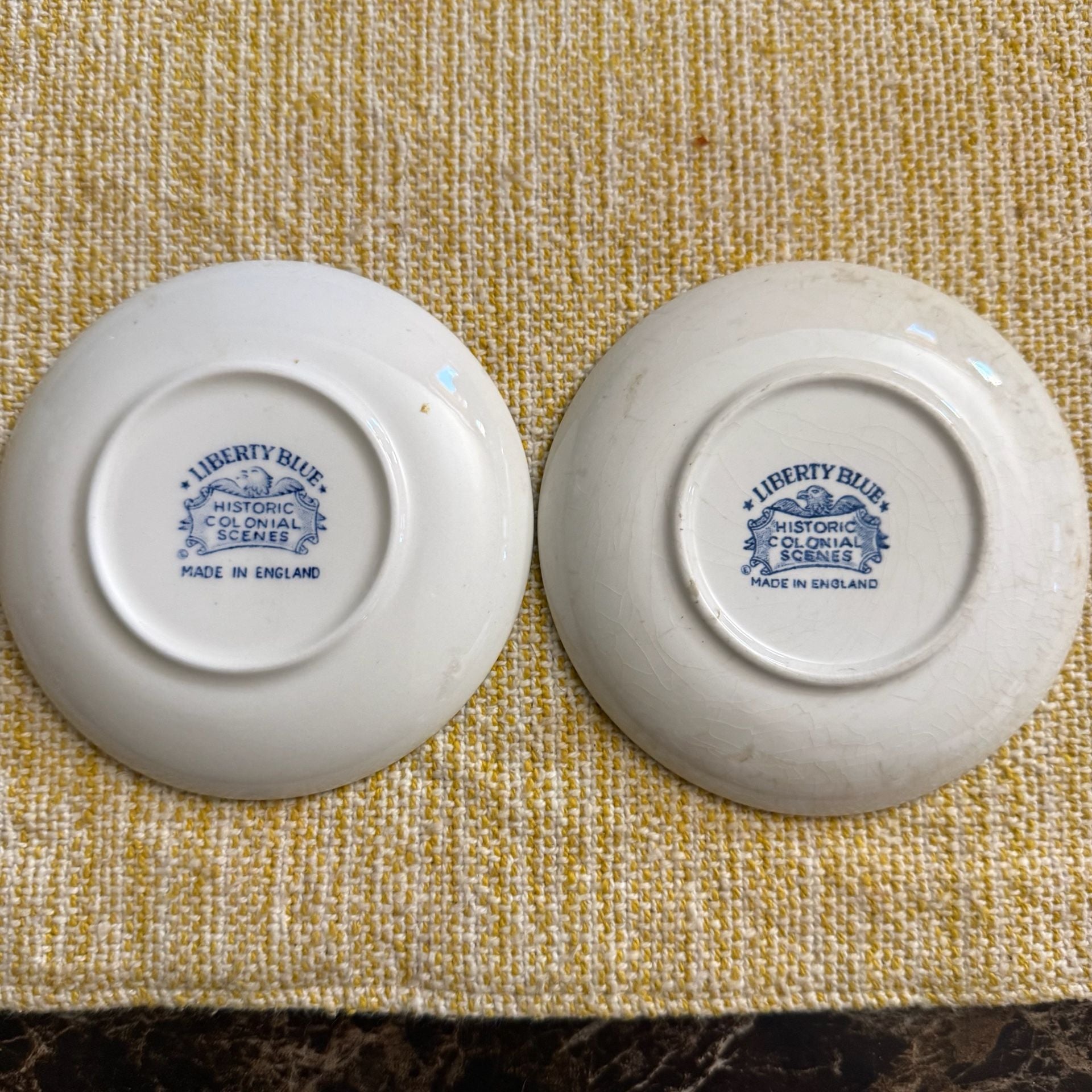 Liberty Blue Historic Colonial Scenes Butter Pat Dishes Set of 2 3
