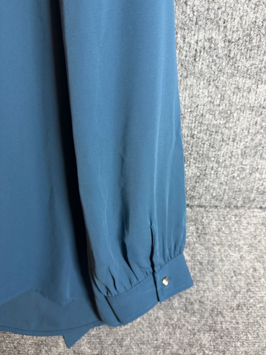 J.McLaughlin Virginia Blouse Size L Petrol Blue Long Sleeve Tie Neck 5