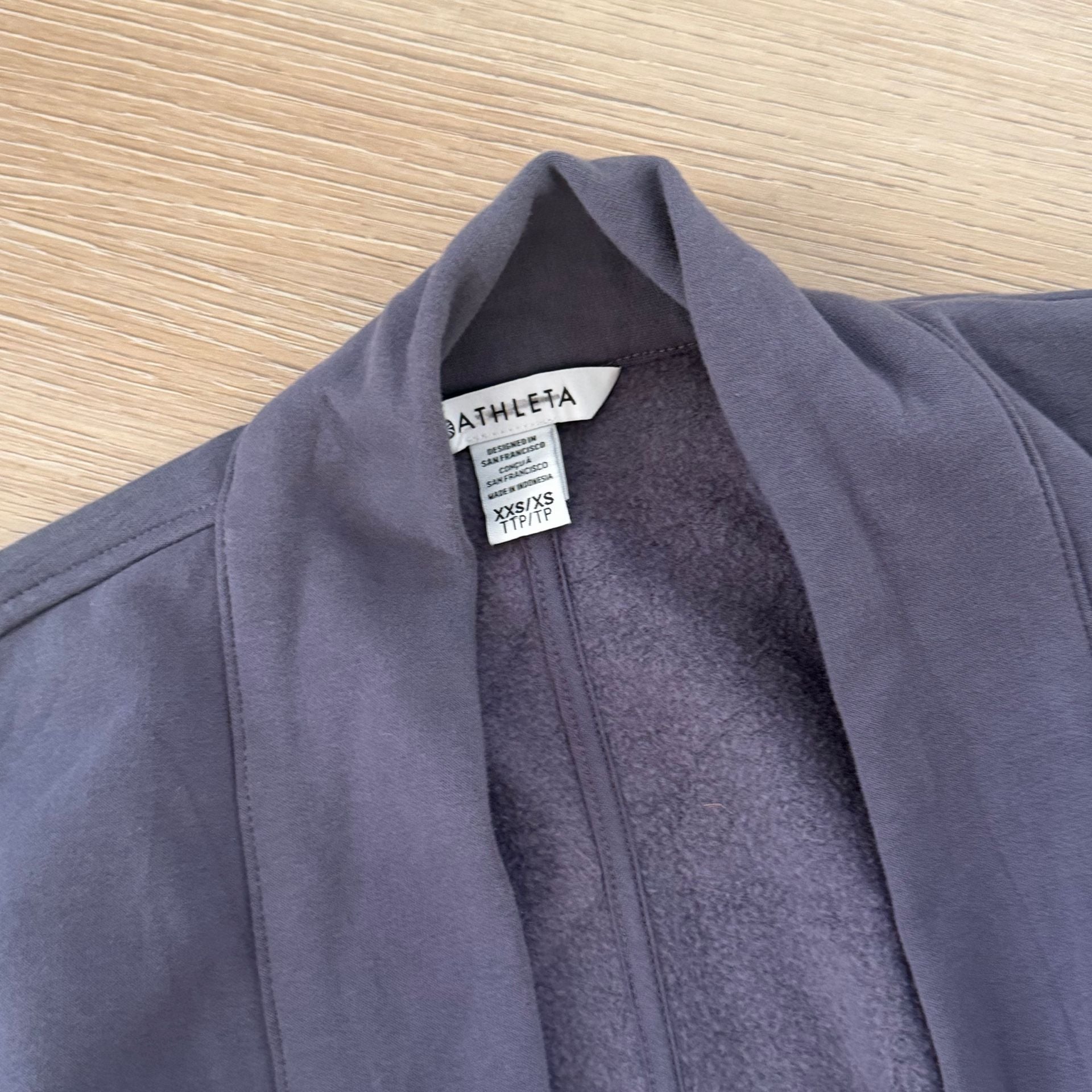 Athleta Fleece Cardigan Size XXS/XS Purple Open Front Sweatshirt Jacket 2