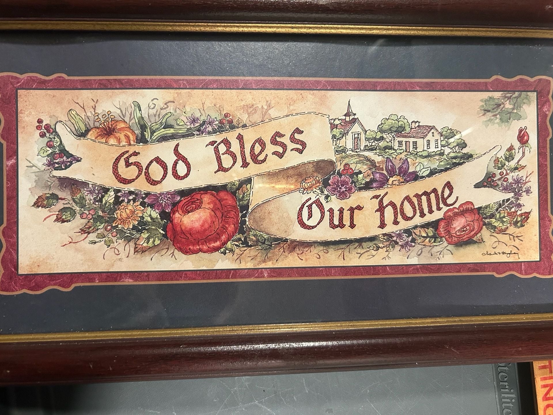 Home Interiors God Bless Our Home Framed Print Wall Decor 2