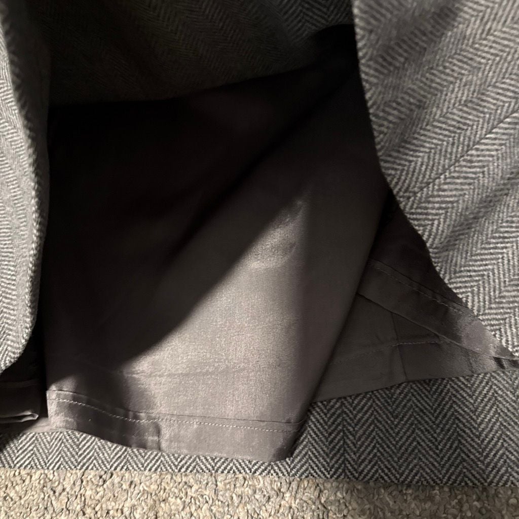 Pendleton Wool Skirt Gray Herringbone Pleated Pockets Vintage 5