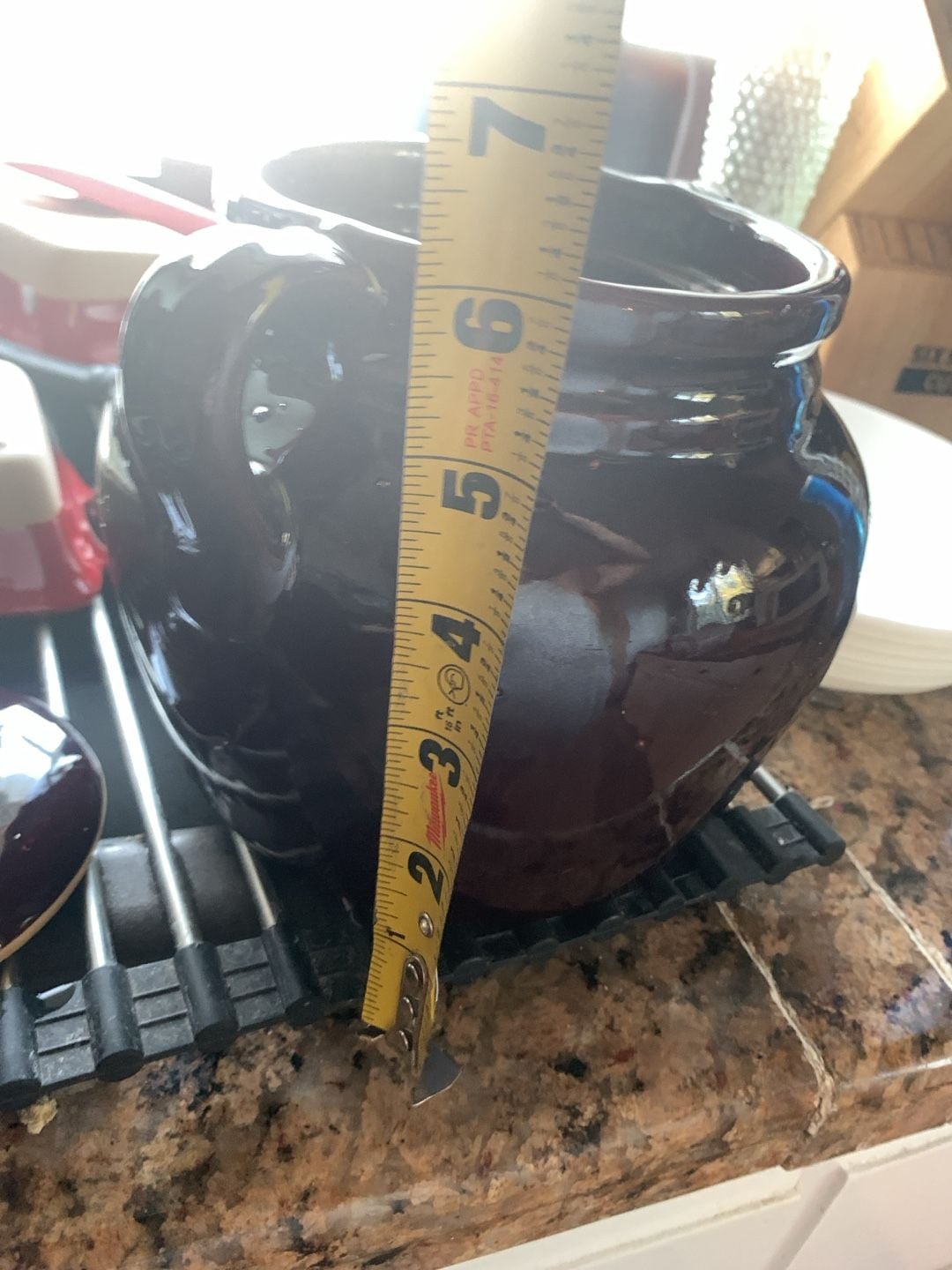 Vintage Brown Glazed Ceramic Crock Bean Pot With Lid 5