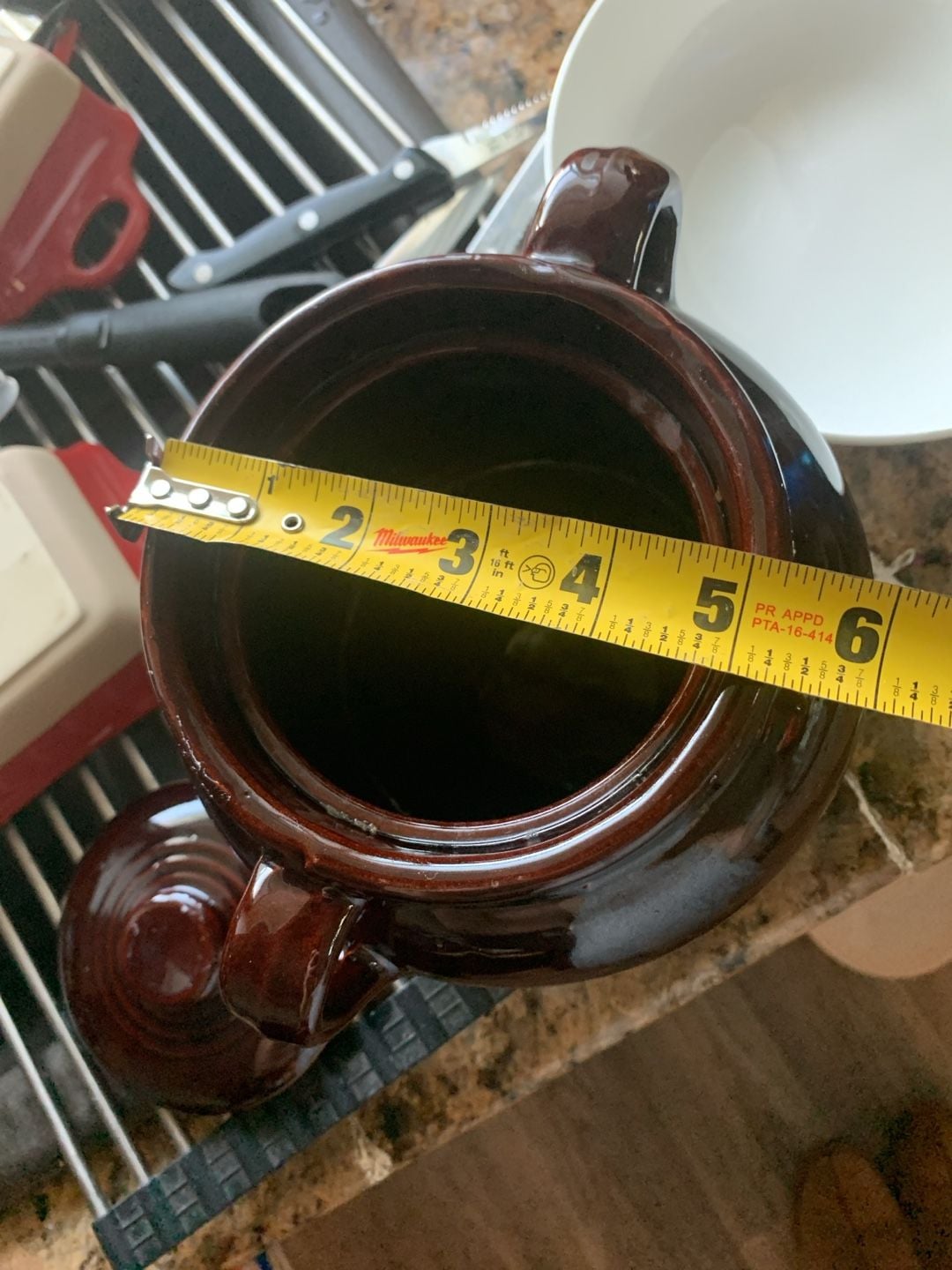 Vintage Brown Glazed Ceramic Crock Bean Pot With Lid 6