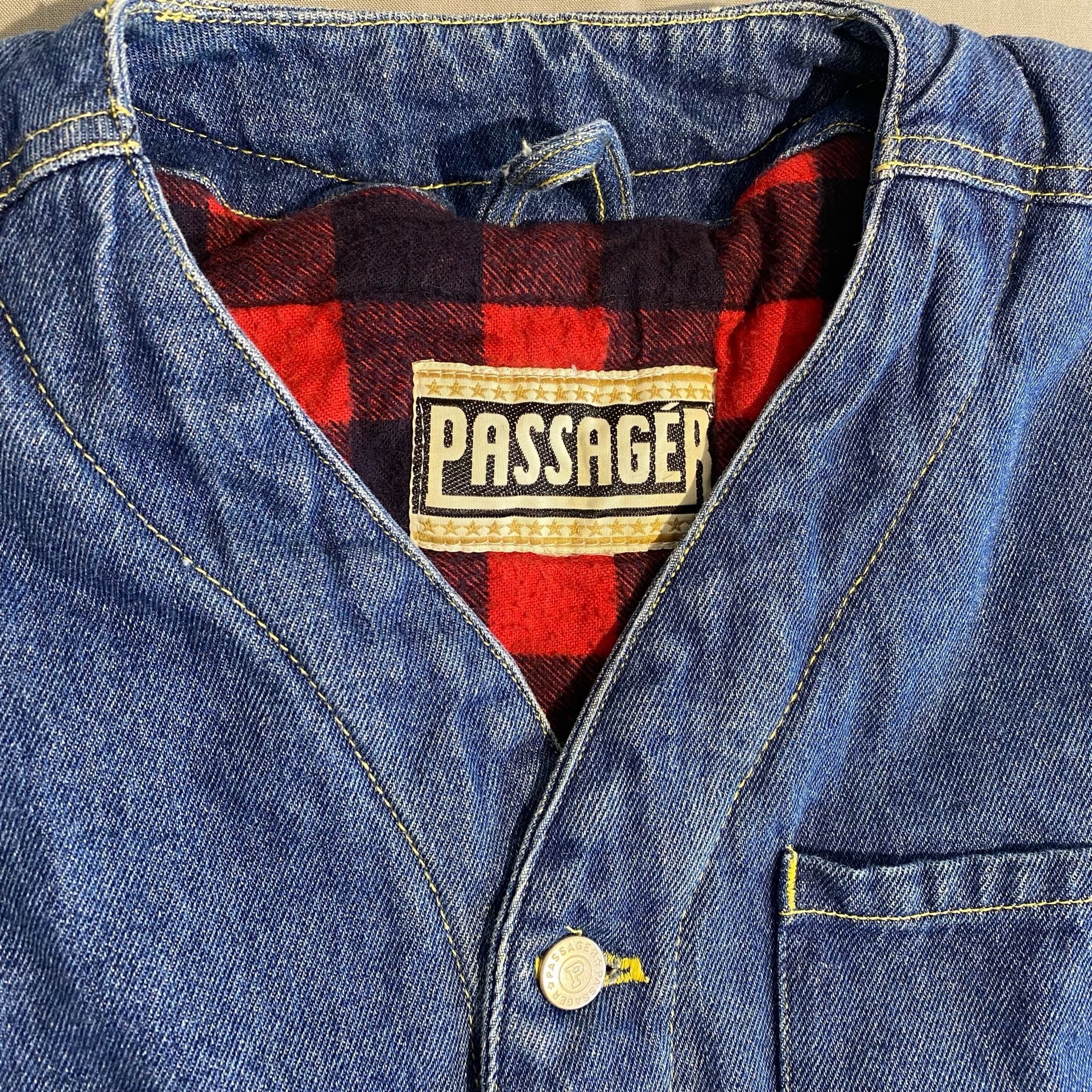 Passager Denim Vest Flannel Lined Multi Pocket Utility Vintage 4