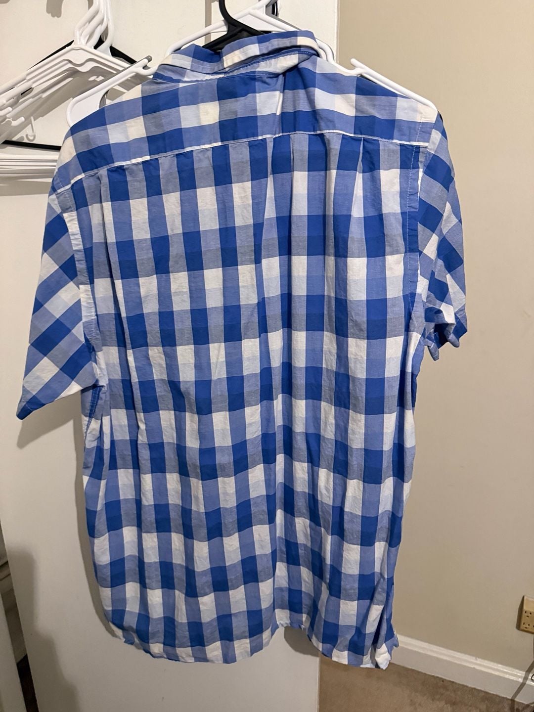 Cremieux Blue White Plaid Short Sleeve Button Down Shirt 3