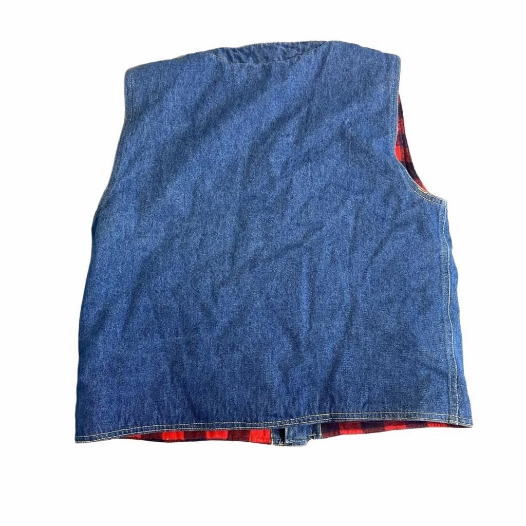 Passager Denim Vest Flannel Lined Multi Pocket Utility Vintage 3