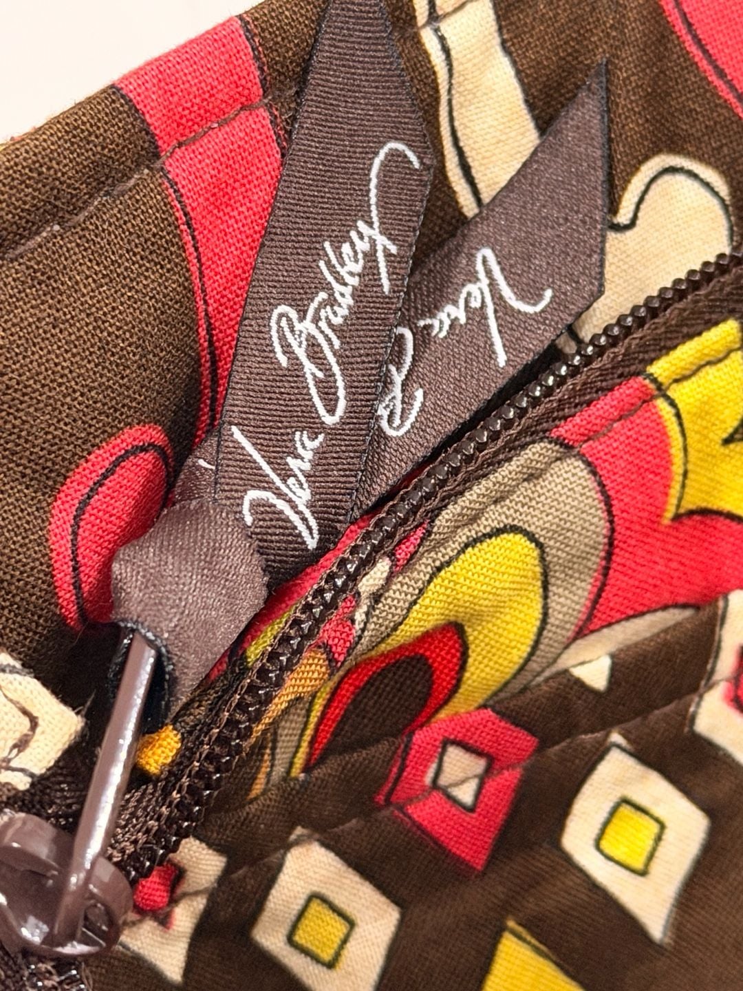 Vera Bradley Quilted Floral Tote Bag Brown Pink Yellow 5