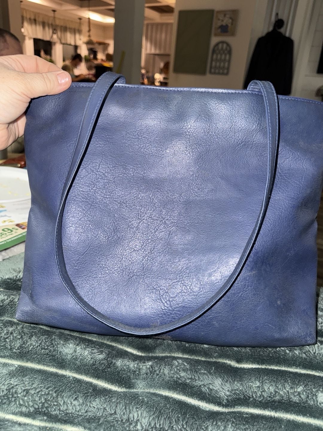 Gitano Blue Faux Leather Shoulder Tote Bag 6