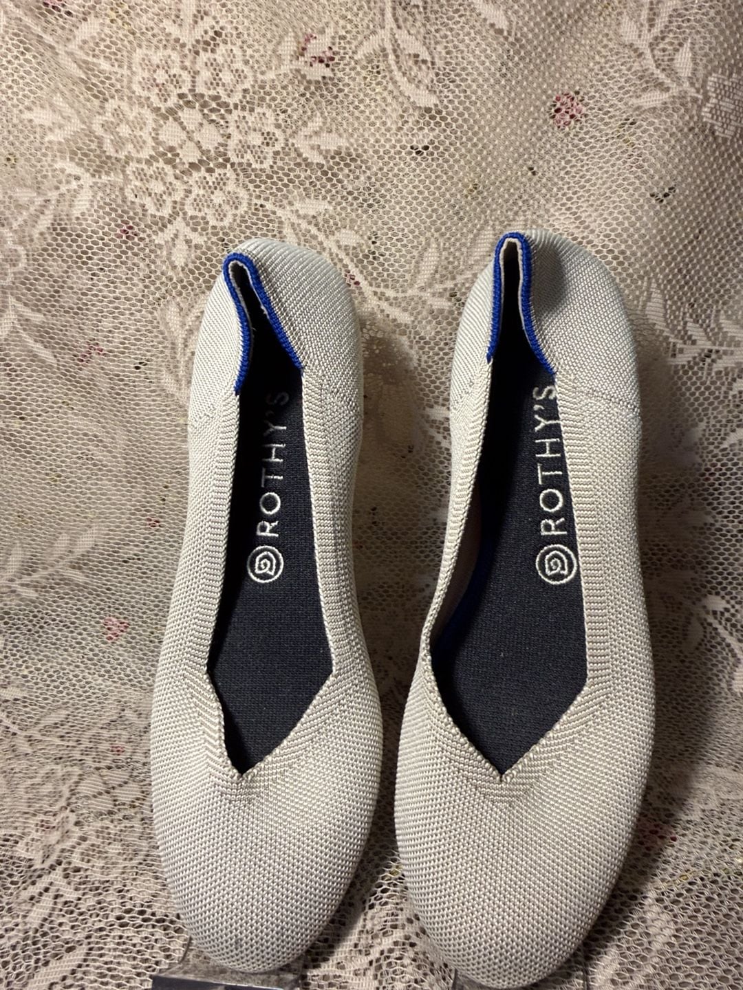 LUS 20 Rothy's The Point Flat Size 10 Light Grey Knit 2