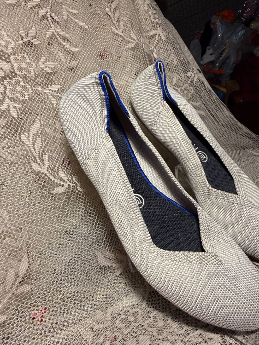 LUS 20 Rothy's The Point Flat Size 10 Light Grey Knit 3
