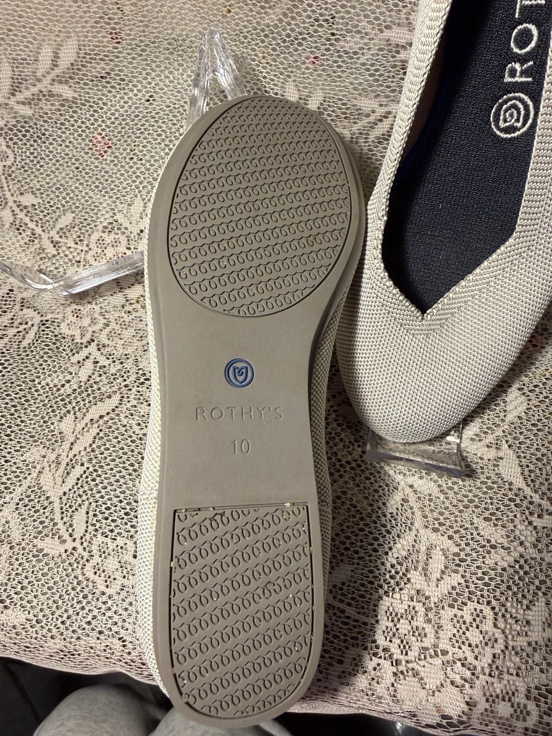 LUS 20 Rothy's The Point Flat Size 10 Light Grey Knit 4