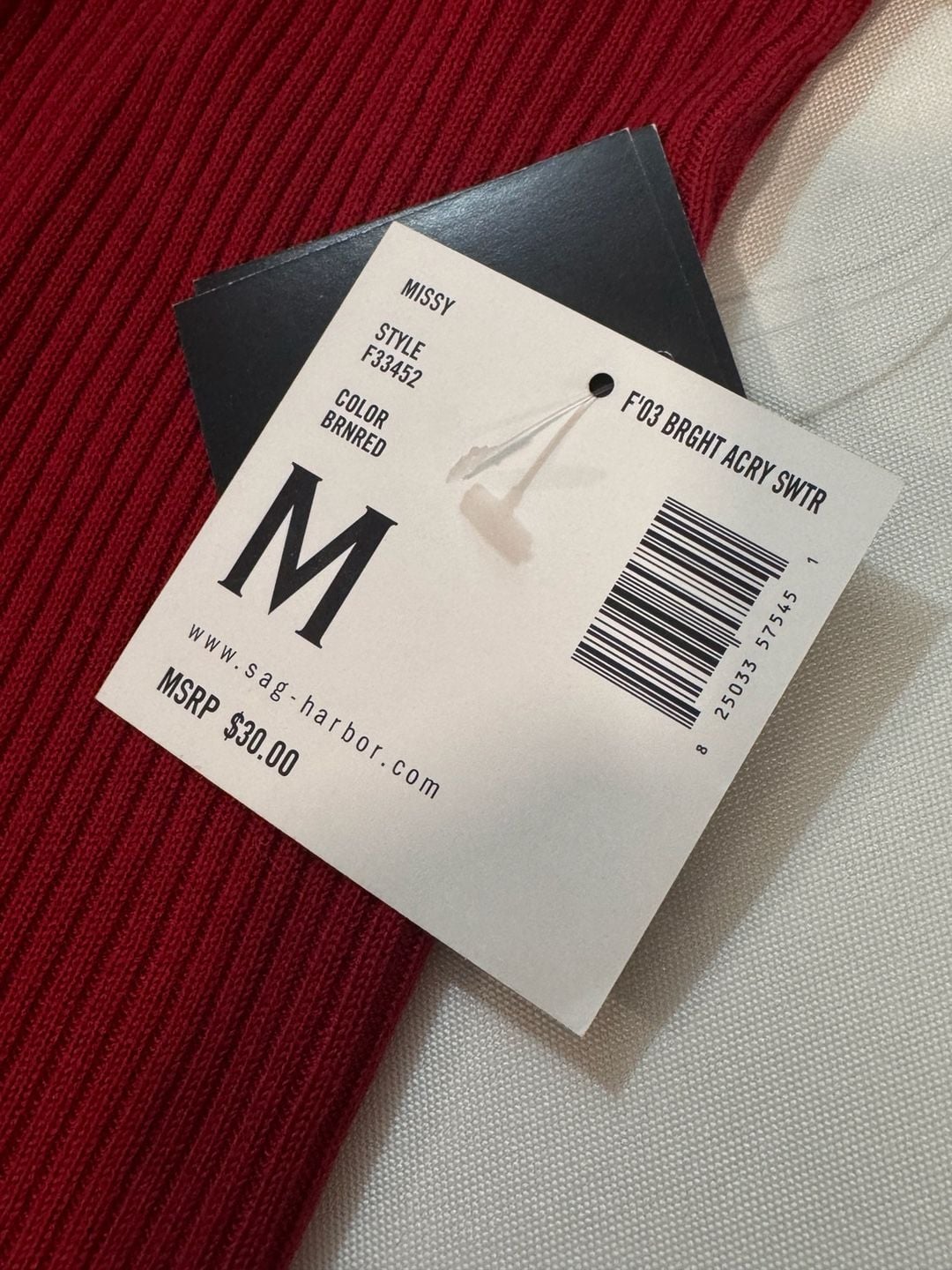 Red Ribbed Mock Neck Short Sleeve Sweater Top Minimalist Preppy Size M 4