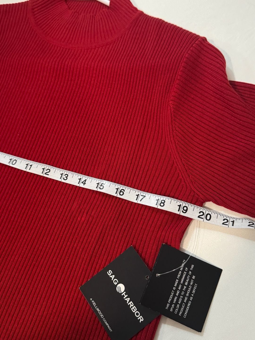 Red Ribbed Mock Neck Short Sleeve Sweater Top Minimalist Preppy Size M 6