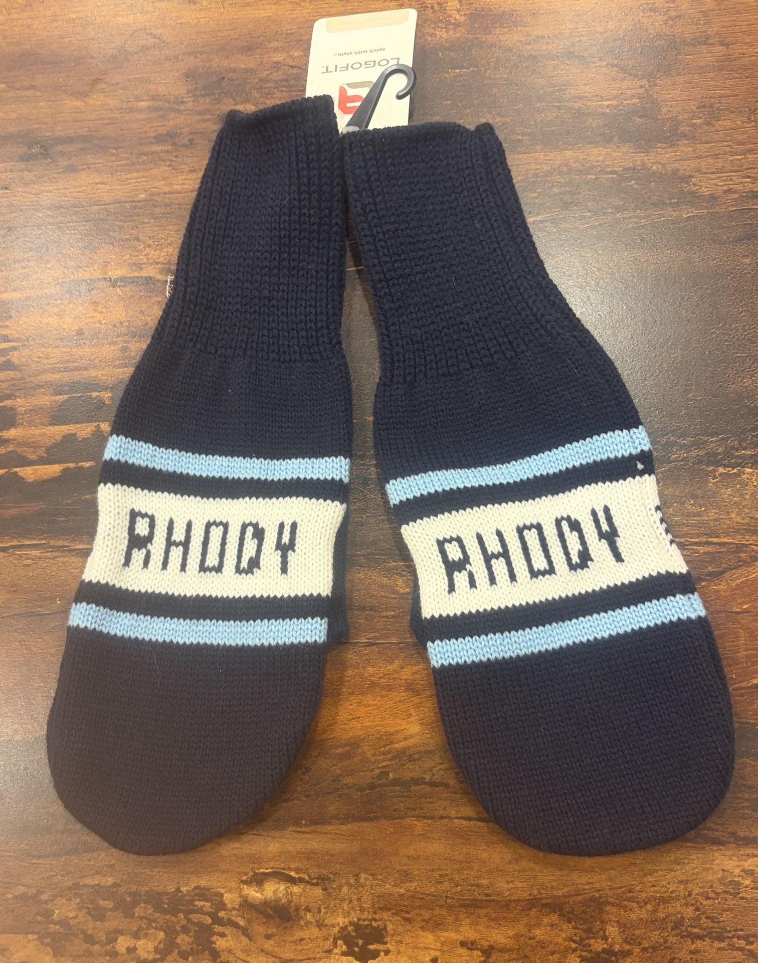 Logo Inc. Rhody Cheer Mittens Navy Blue Light Blue White New 2