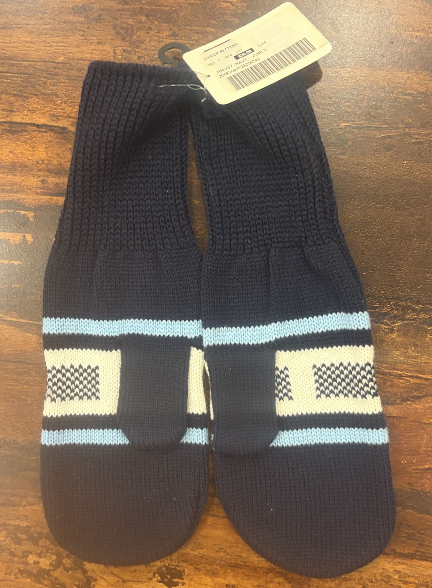 Logo Inc. Rhody Cheer Mittens Navy Blue Light Blue White New 3