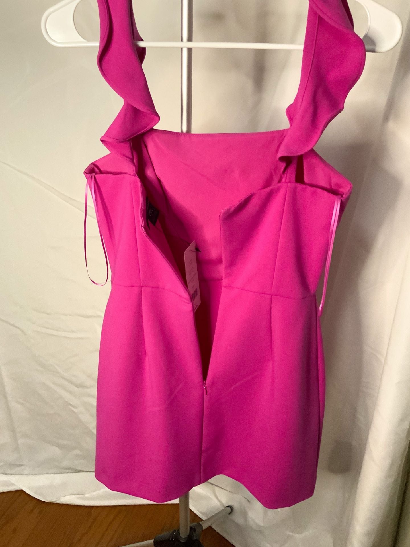 NWT French Connection Pink Ruffle Strap Mini Dress Women Size 4 7