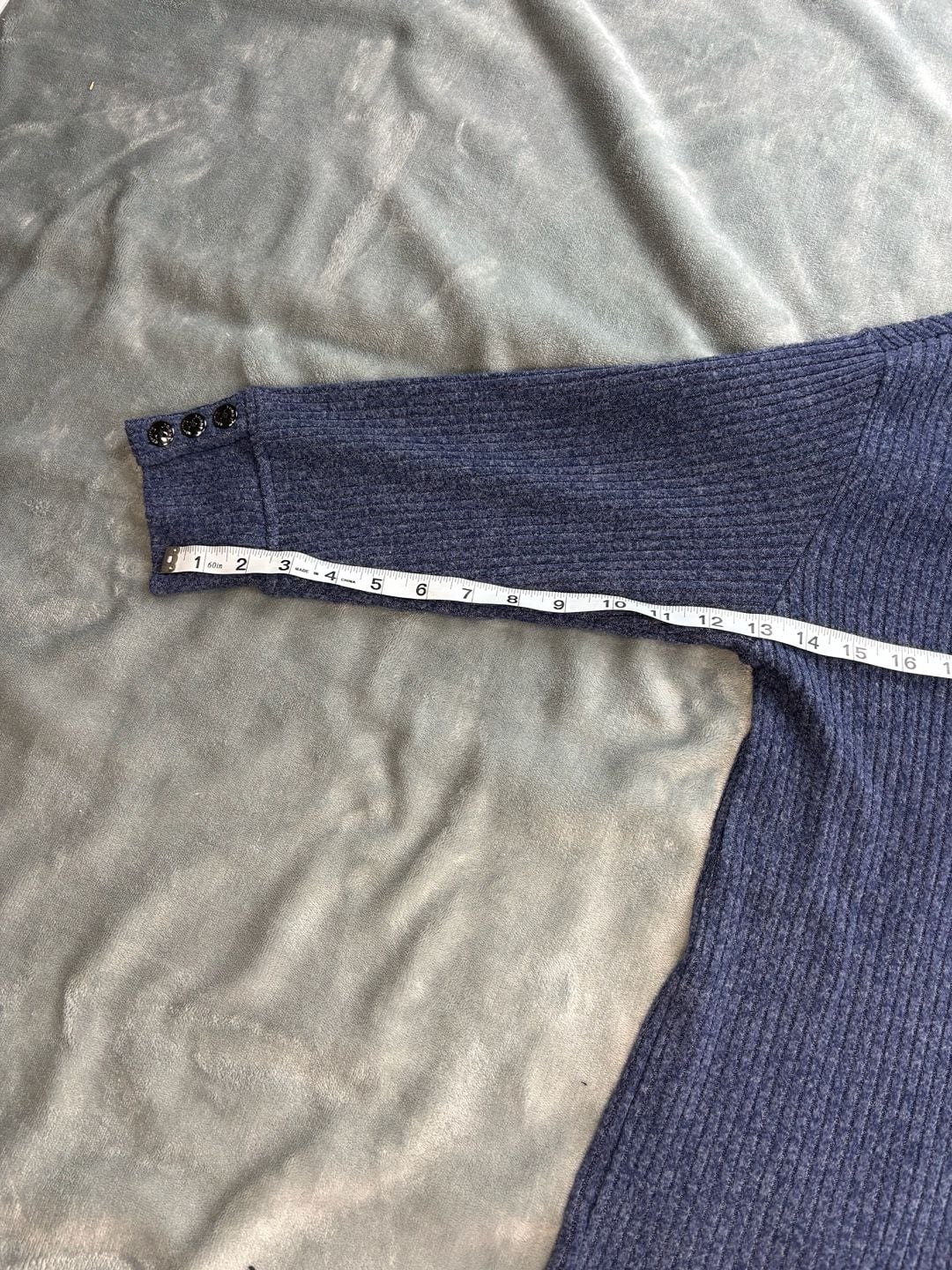 Tommy Hilfiger Womens Large Blue Cowl Neck Ribbed Knit Sweater Button Cuffs 5