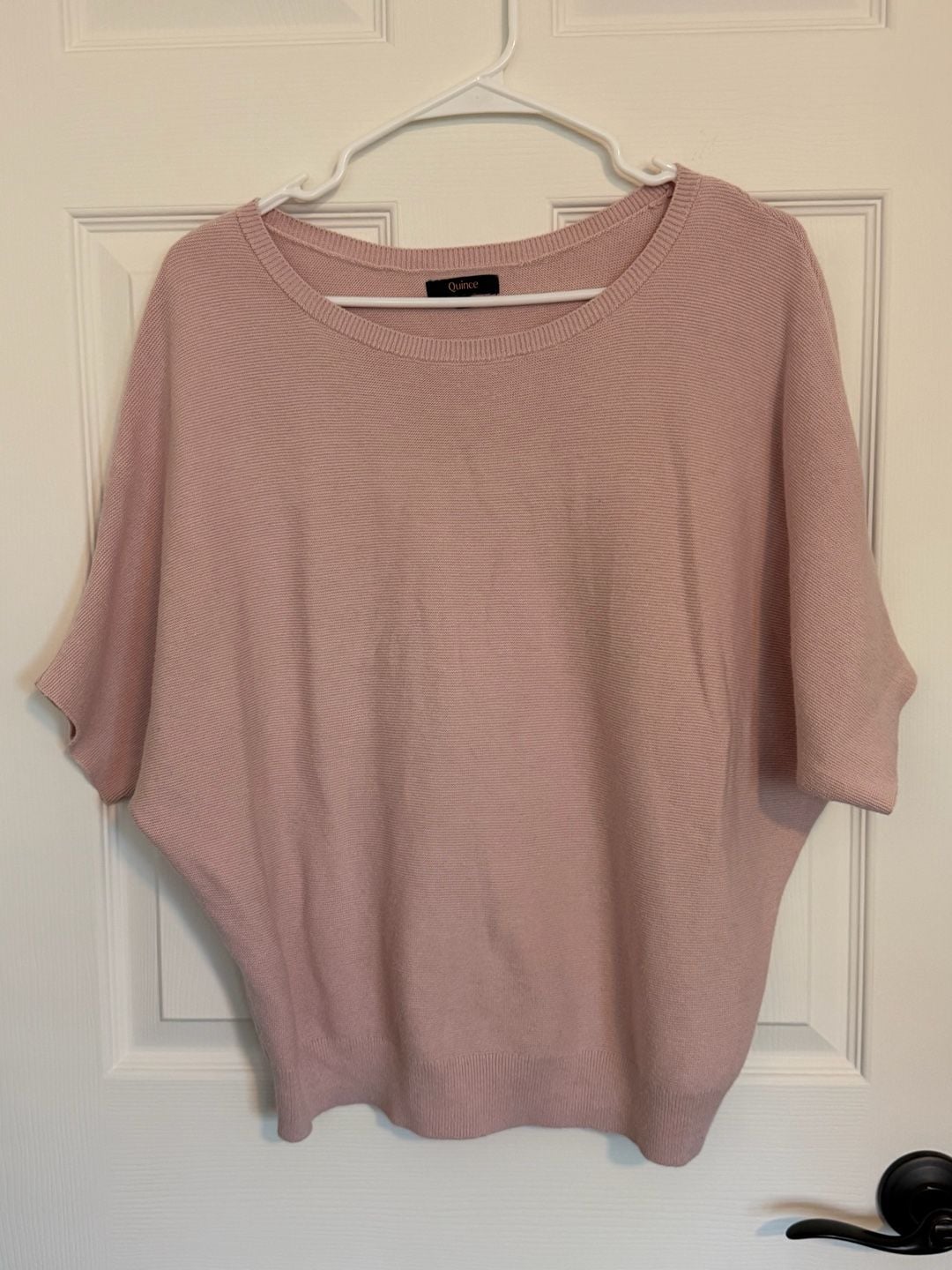 Quince Knit Sweater Size L Pink Short Sleeve Dolman 3