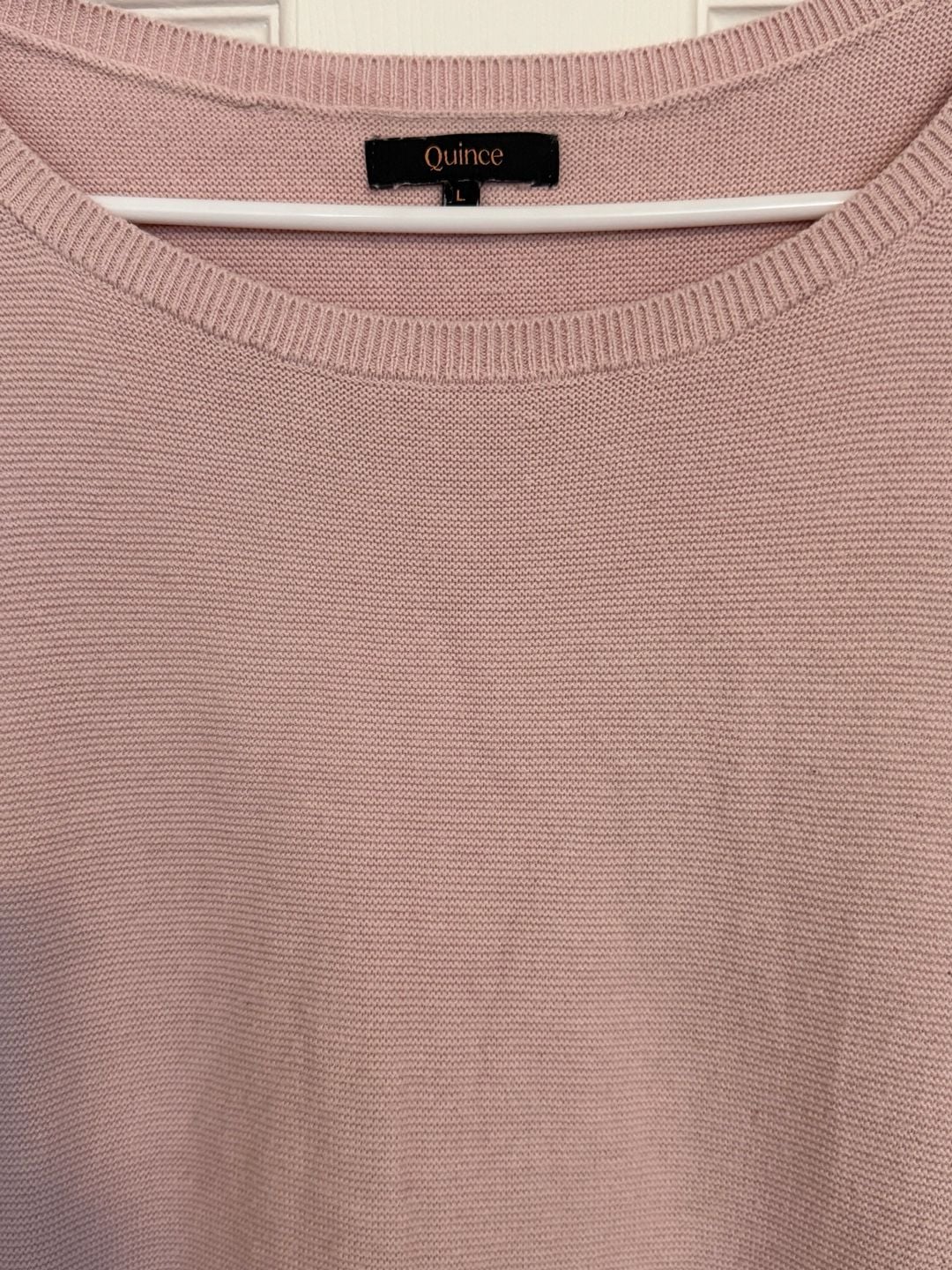 Quince Knit Sweater Size L Pink Short Sleeve Dolman 5