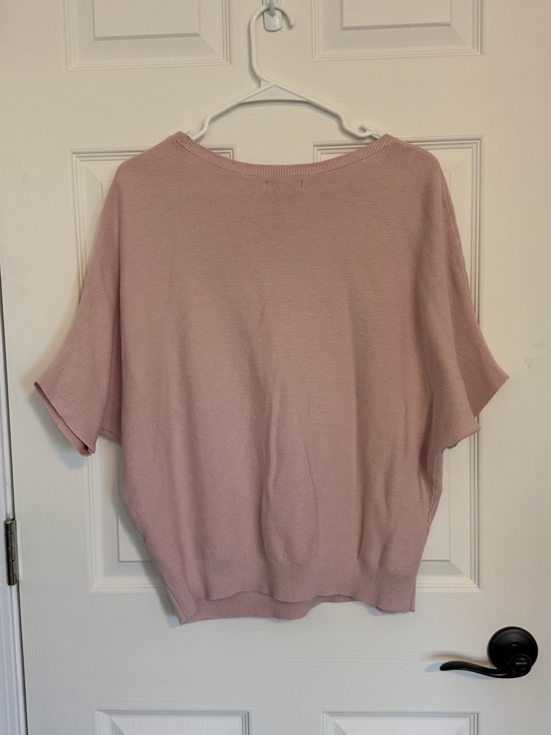 Quince Knit Sweater Size L Pink Short Sleeve Dolman 6