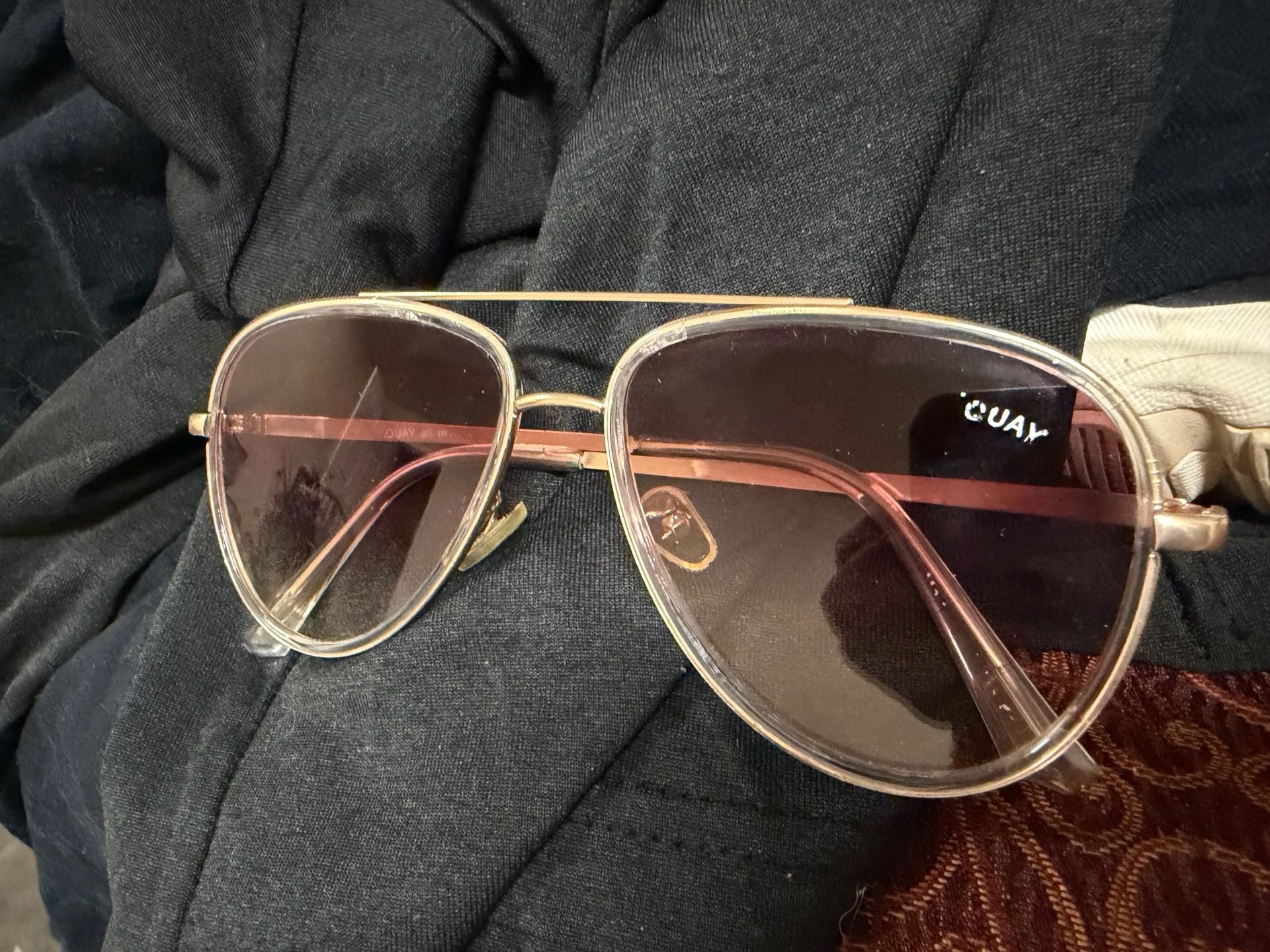 Quay All In Aviator Sunglasses Gold Pink Fade 3
