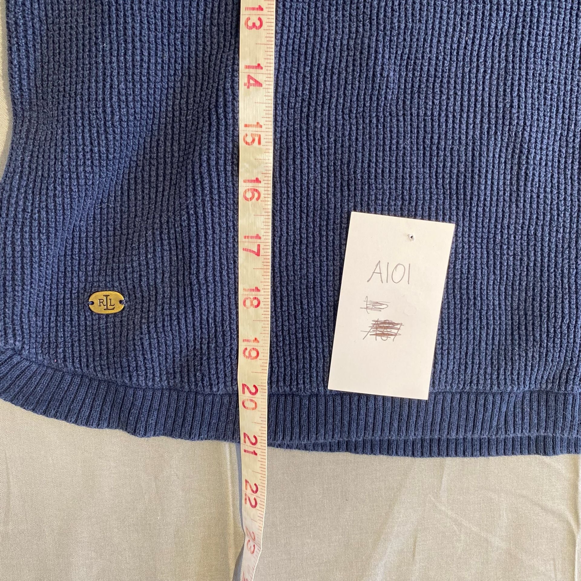 Lauren Ralph Lauren Blue Ribbed Cowl Neck Sweater 6