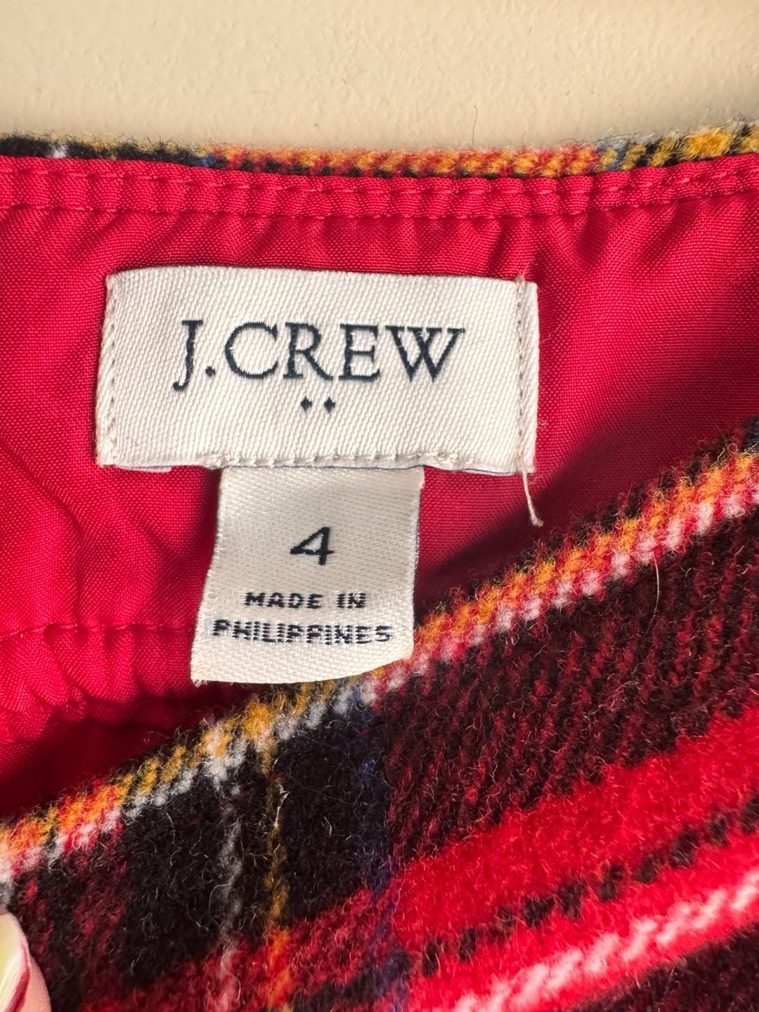 J.Crew Plaid Wool Mini Skirt Size 4 Red Black Tartan 4
