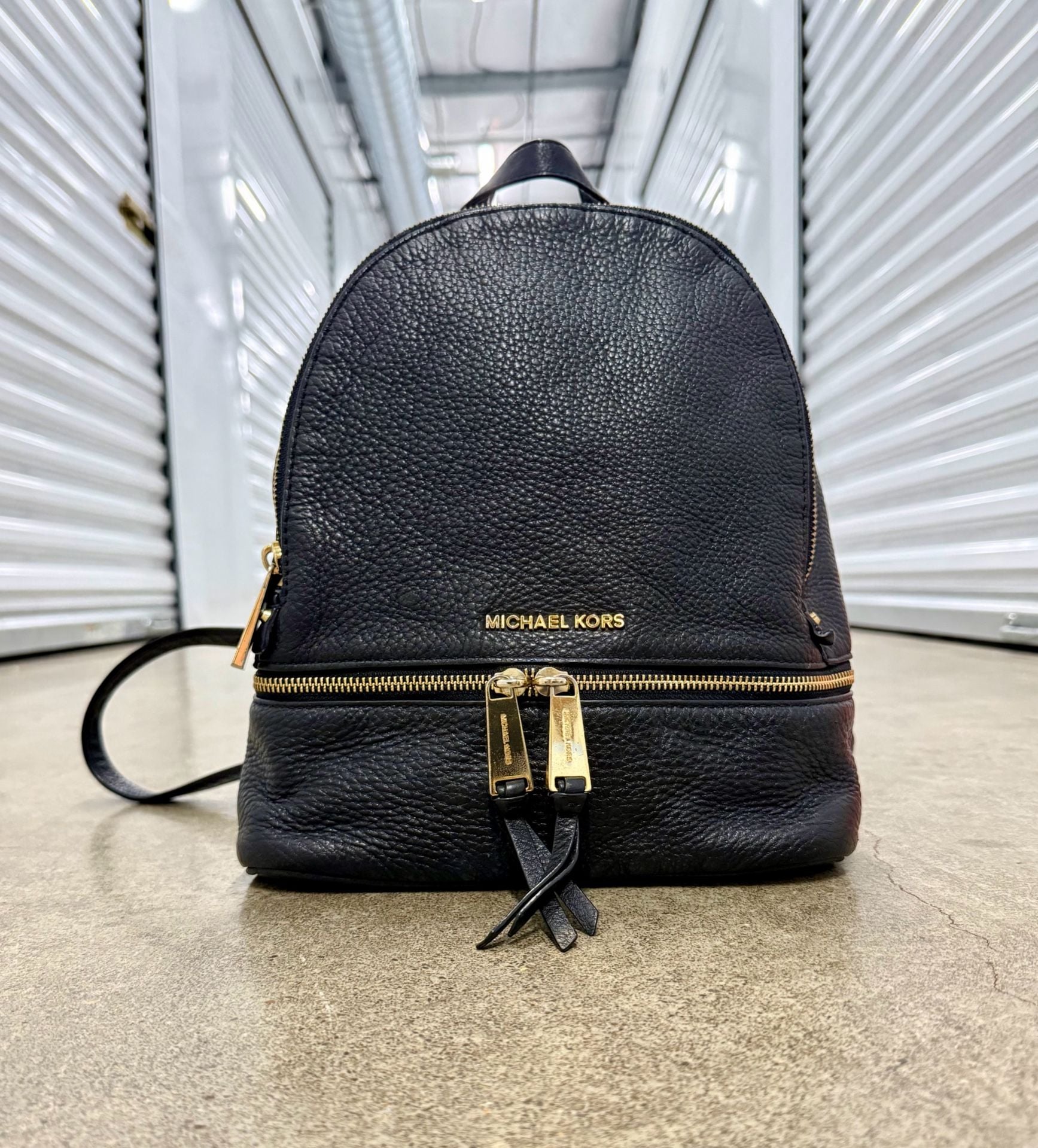 Michael Kors Black Pebbled Leather Backpack 2