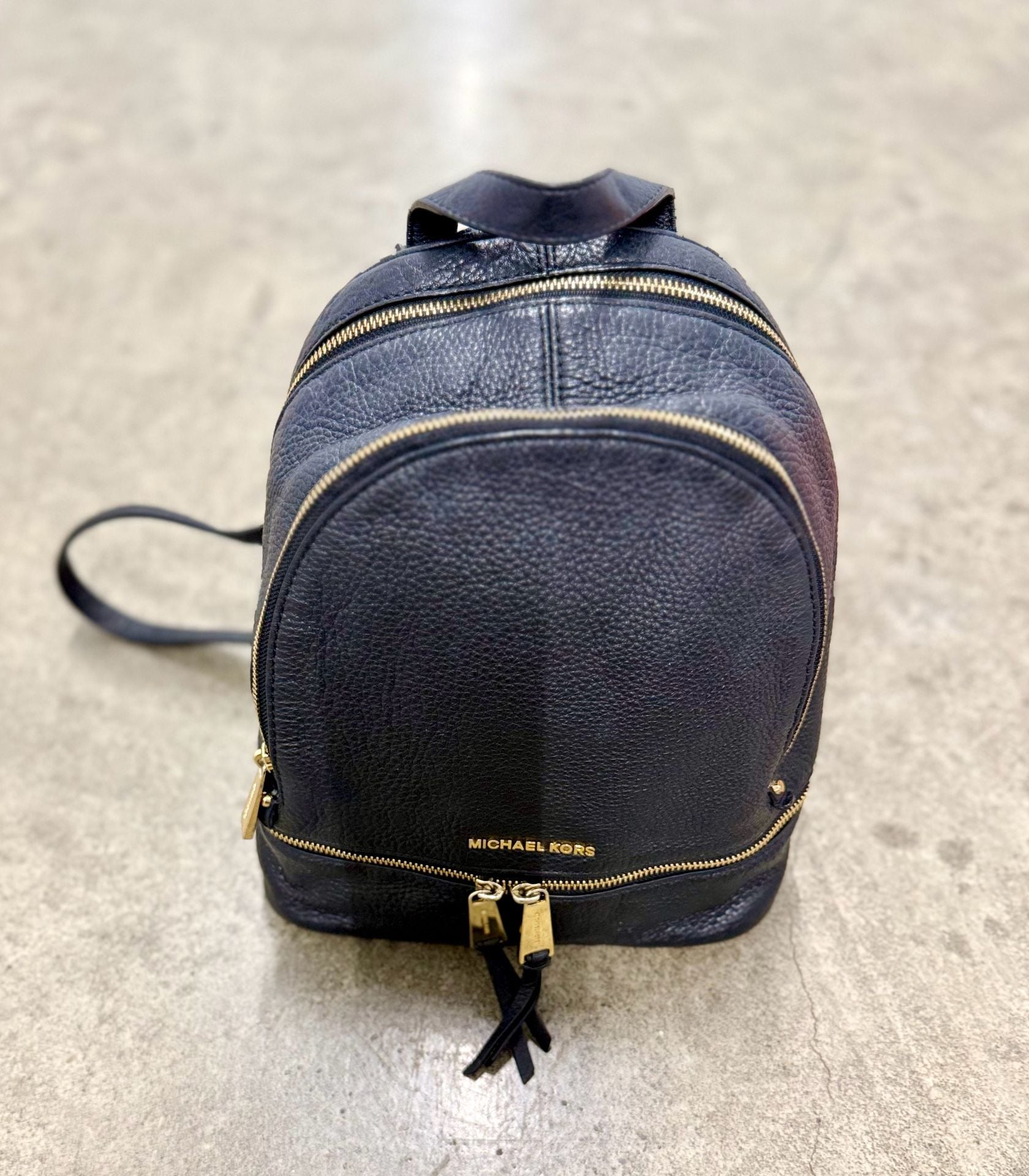 Michael Kors Black Pebbled Leather Backpack 3