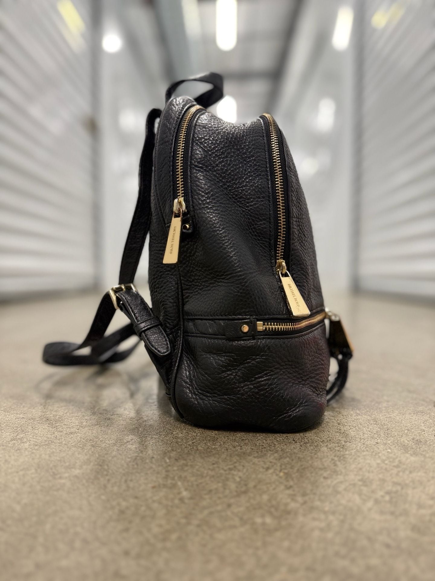 Michael Kors Black Pebbled Leather Backpack 5