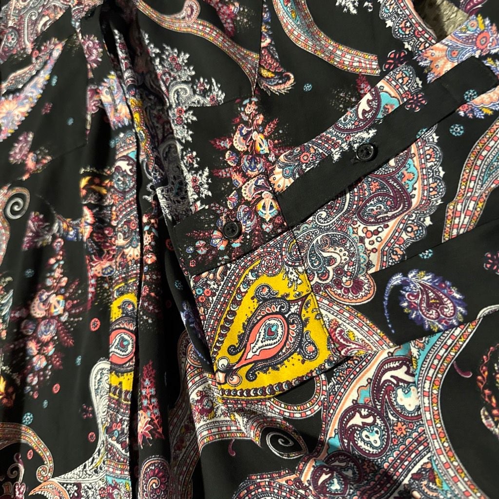 Express The Portofino Shirt Size S Black Paisley Blouse 4