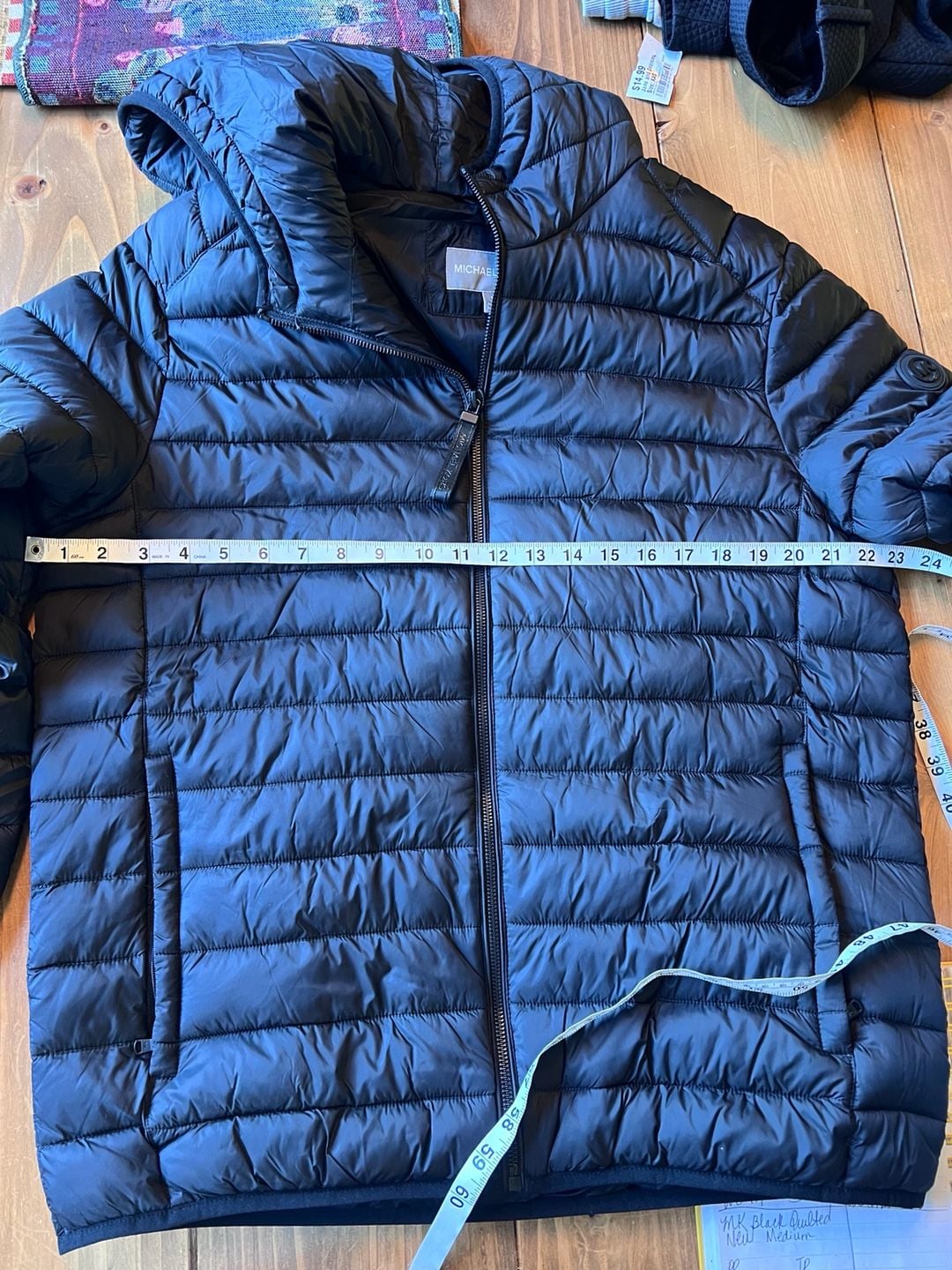 New Michael Kors Puffer Jacket Size M Black Hooded Winter Coat 11