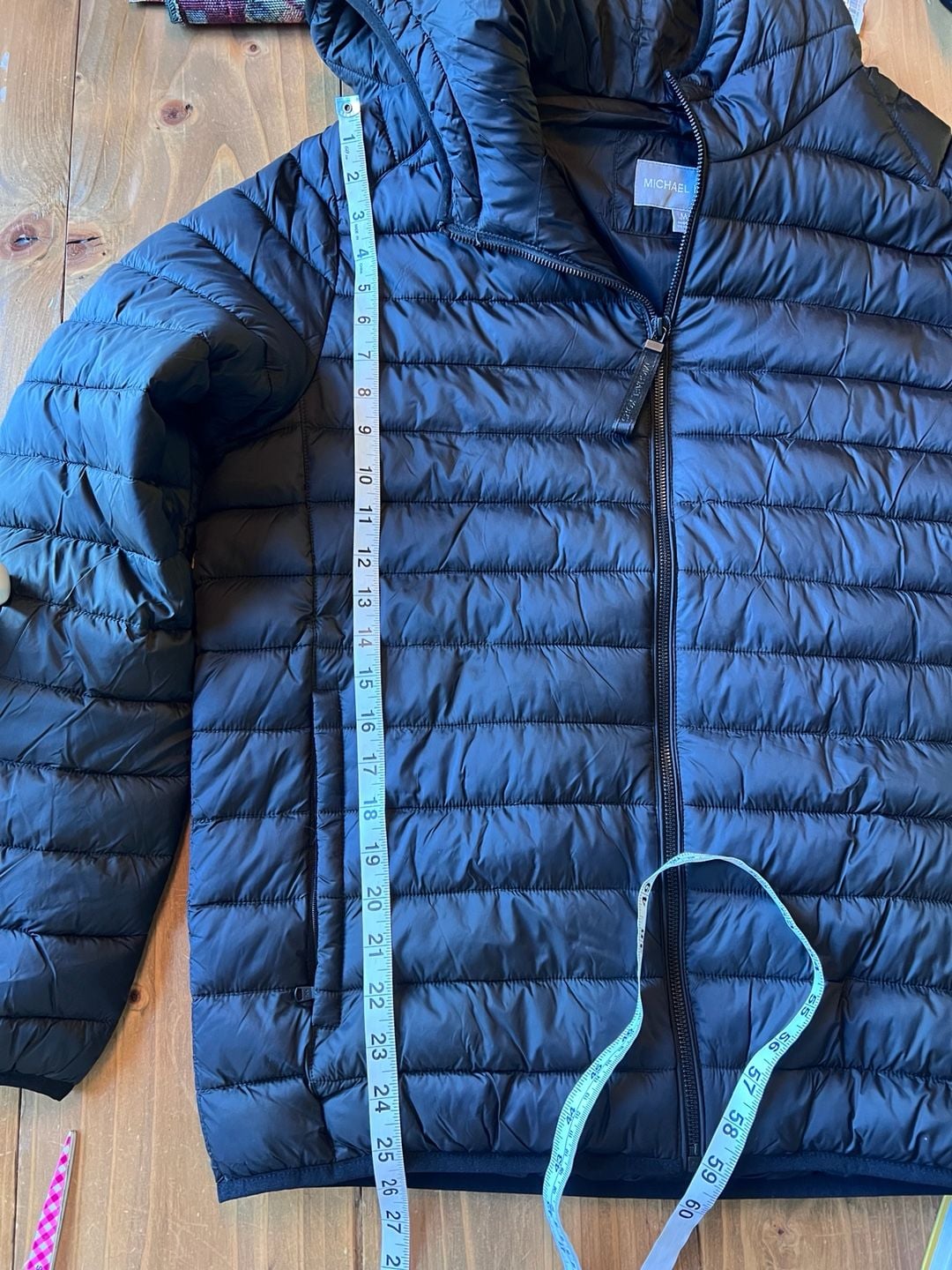 New Michael Kors Puffer Jacket Size M Black Hooded Winter Coat 12