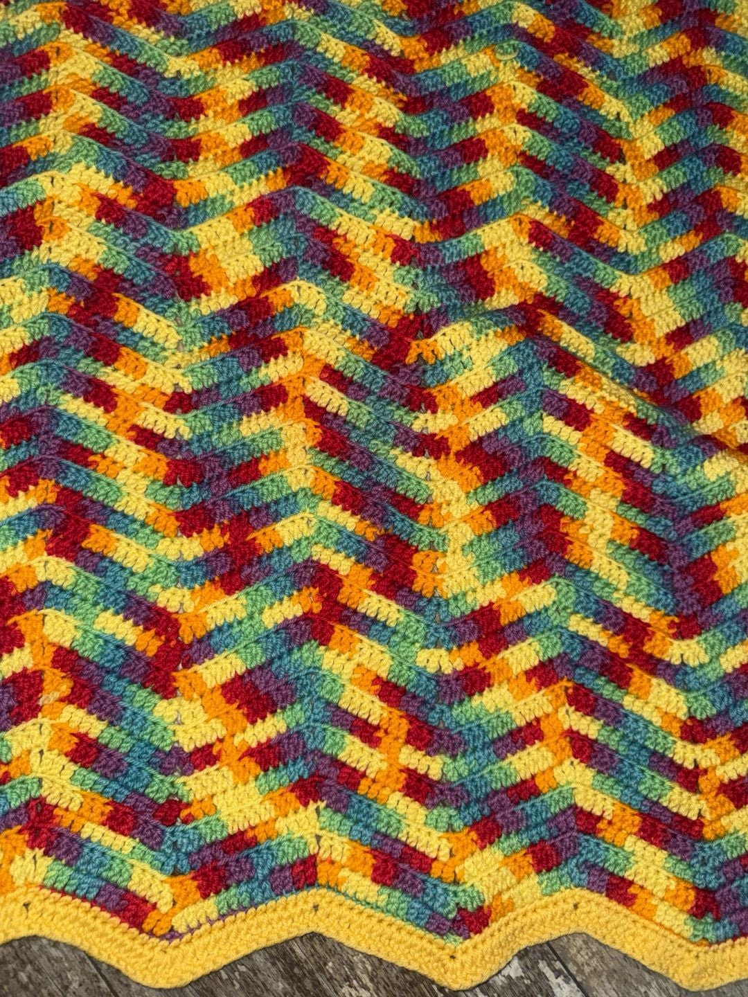 VINTAGE Hand Crochet Afghan Blanket 60x66 Trippy Psychedelic ..., 2