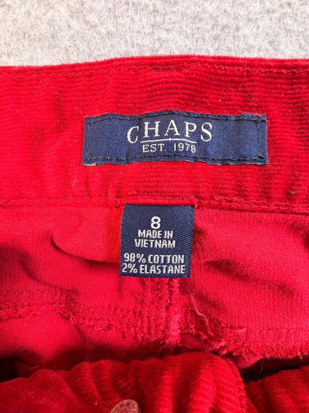 Chaps Corduroy Pants Size 8 Red Straight Leg Cotton Elastane 7