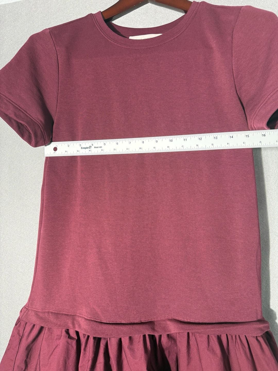 LOFT Dress Size S Burgundy Short Sleeve Bubble Hem 3