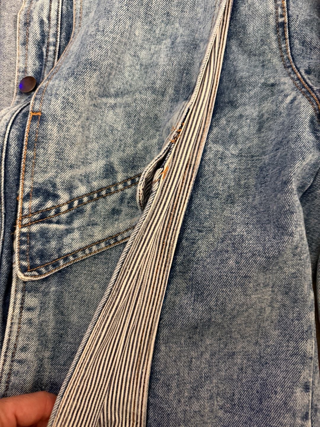 Sergio Valente Acid Wash Denim Jacket Size M Vintage Striped Trim 3