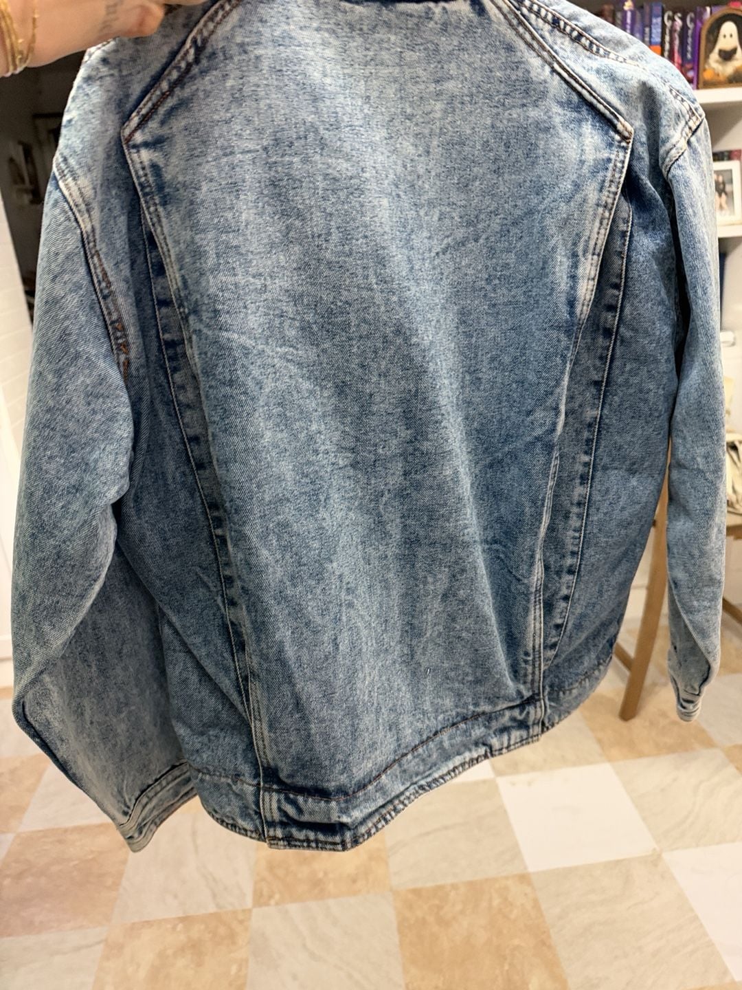 Sergio Valente Acid Wash Denim Jacket Size M Vintage Striped Trim 6
