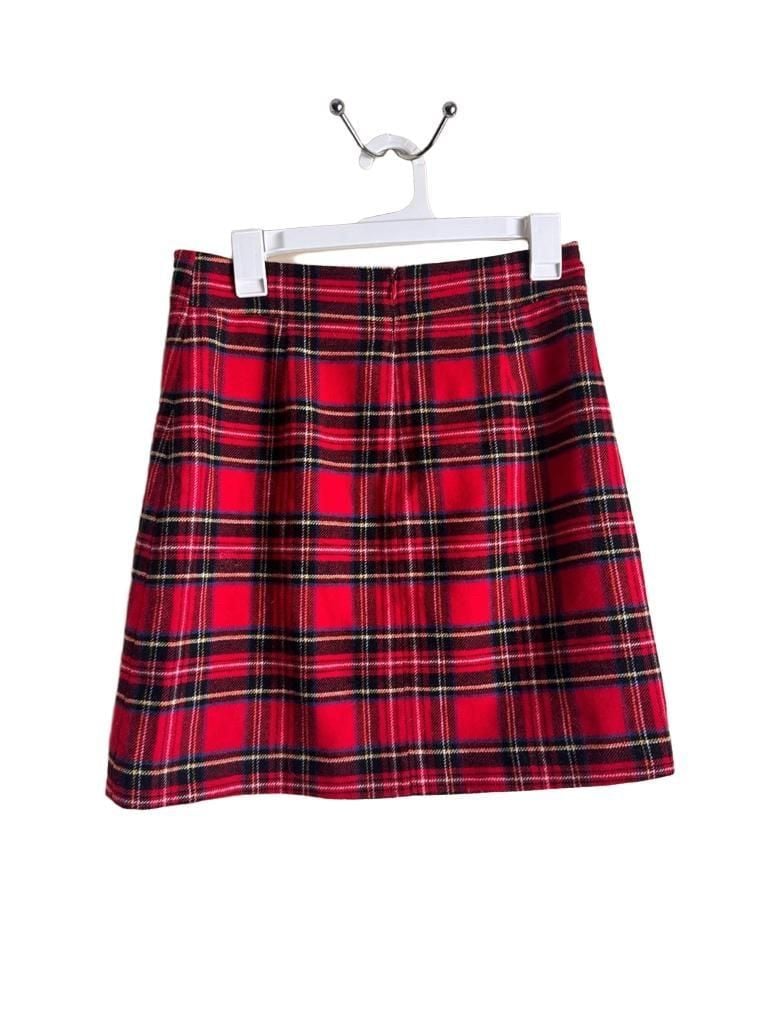 J.Crew Plaid Wool Mini Skirt Size 4 Red Black Tartan 3