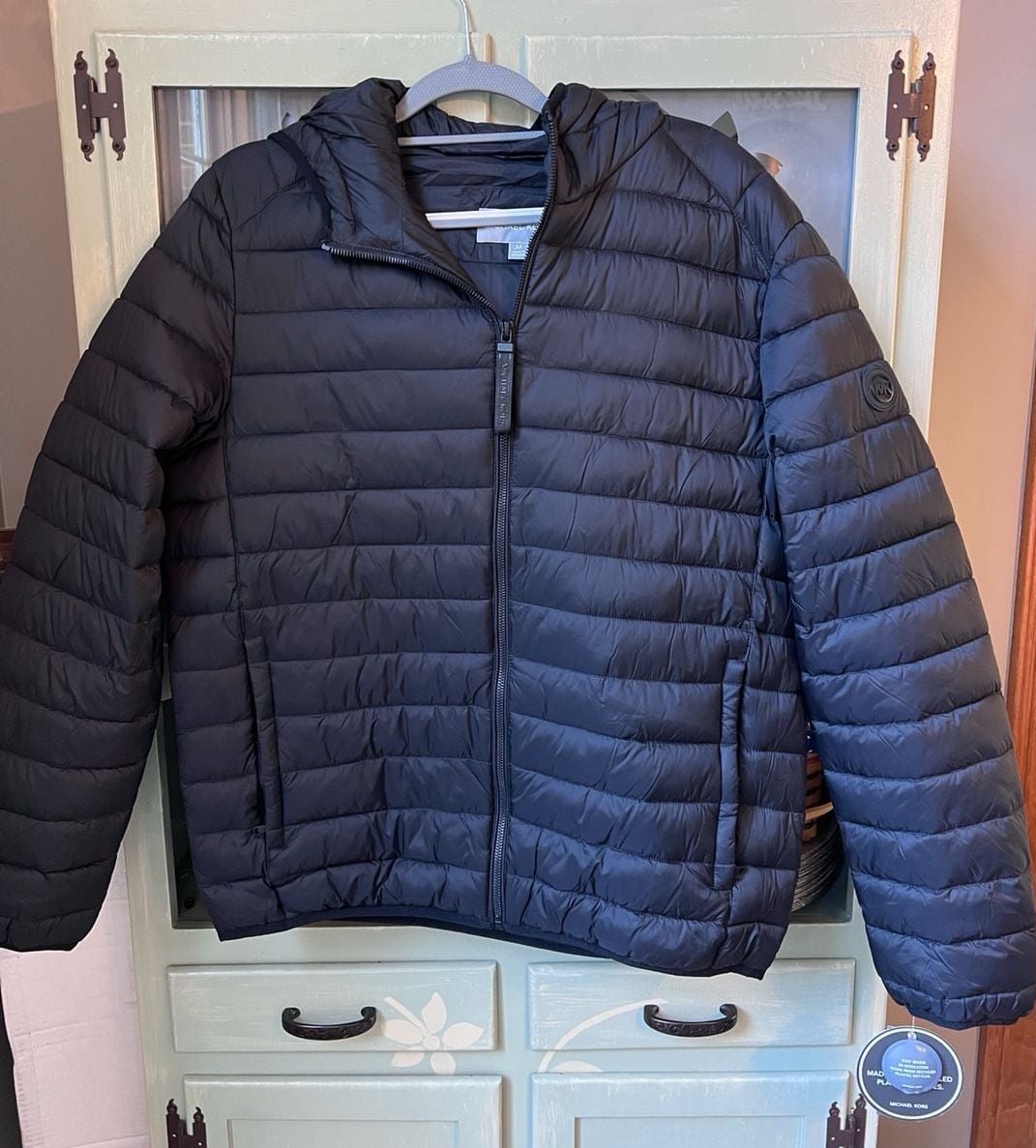 New Michael Kors Puffer Jacket Size M Black Hooded Winter Coat 3