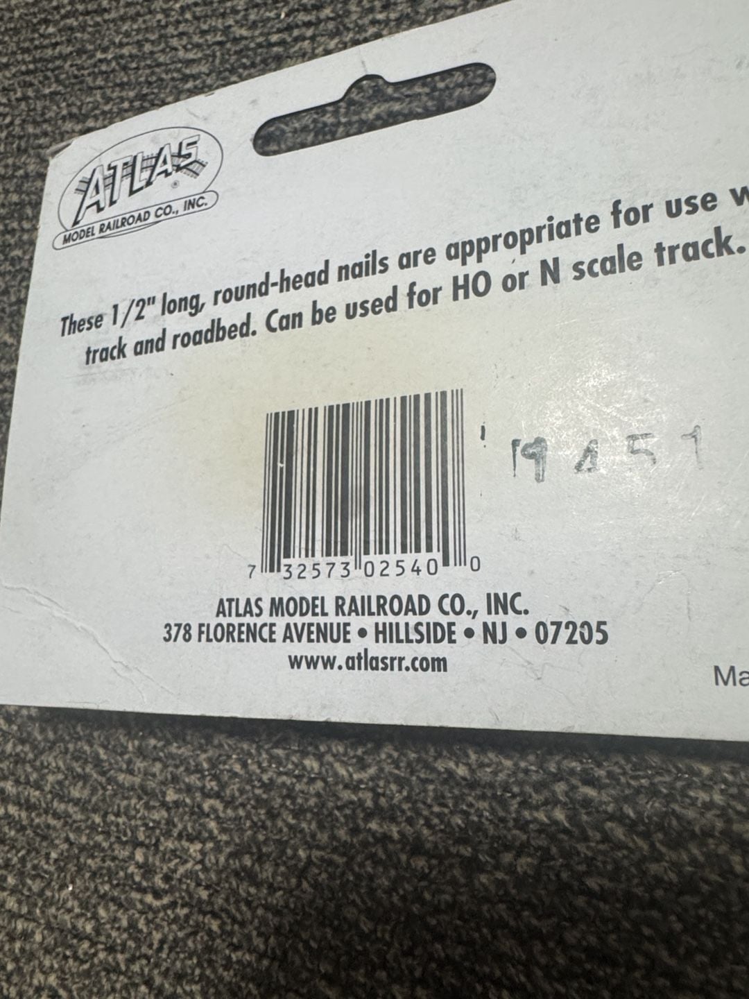 Atlas Model Railroad Track Nails Item #2540 HO & N Scale 500 Nails 5