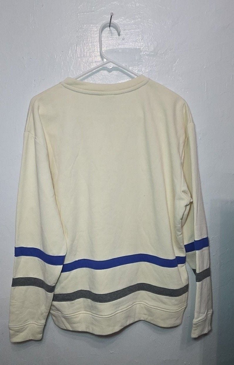 NHL New York Rangers Lace-Up Hoodie Size L Cream Hockey Sweatshirt 6