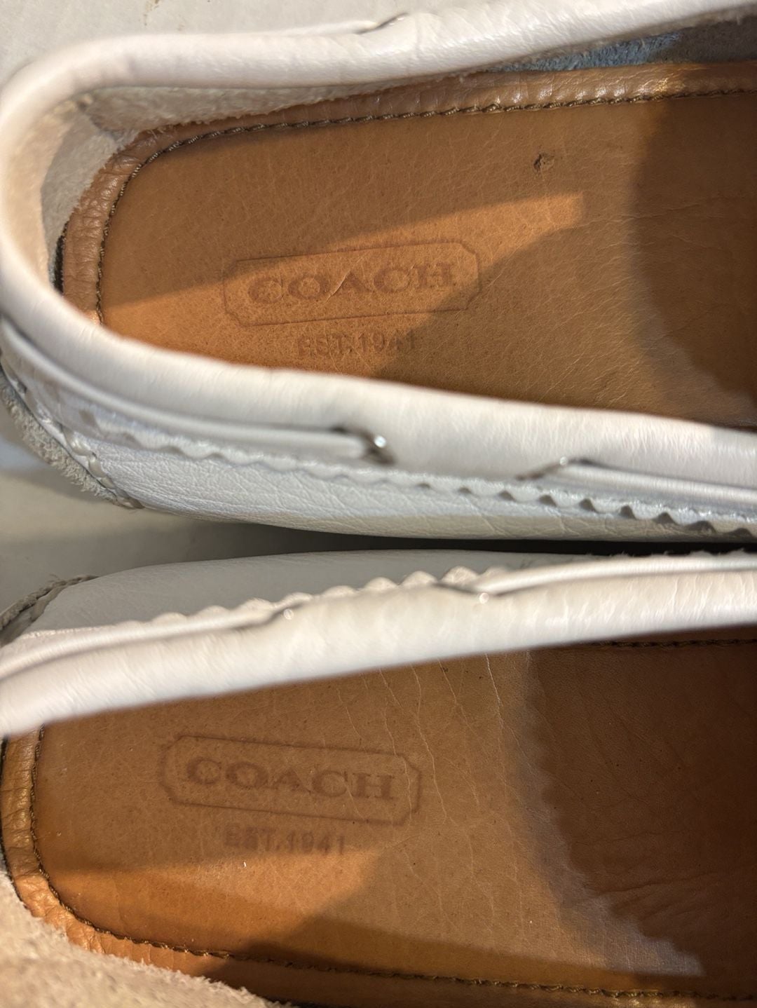 Coach White Leather Tassel Driving Loafers Flats 8