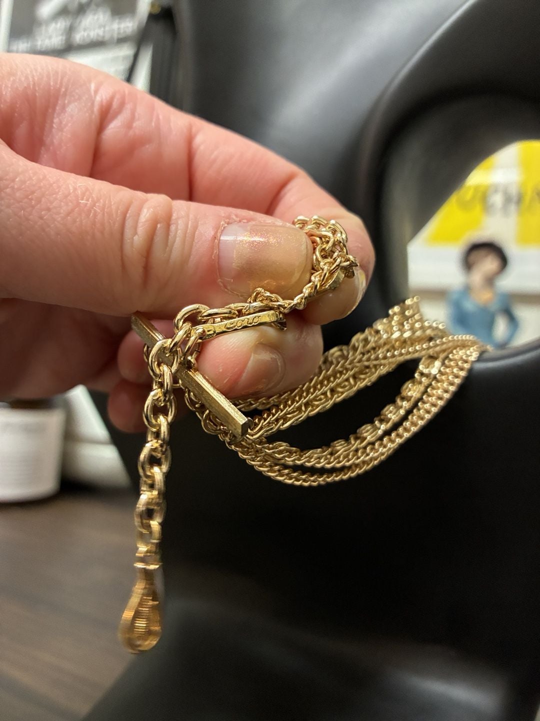 Coro Vintage Gold Tone Multi Strand Layered Chain Necklace 3