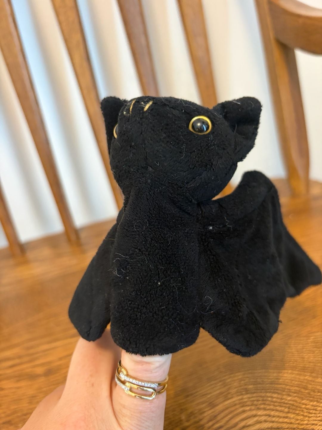 Black Bat Finger Puppet Plush Toy 2